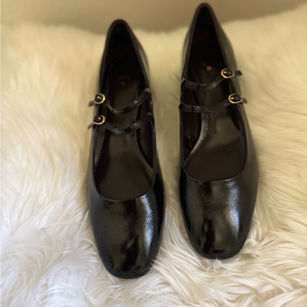 Zara Black Patent Leather Mary Jane Flats